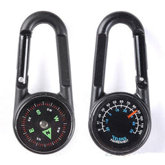 Multifunctional Mini Compass Thermometer Carabiner